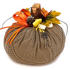 Rustic Handmade Textile Pumpkin with Charms