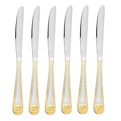 Luxury Mirror Polished&Brushed Dinner Knife Set of 6 (Gold color)