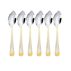 Luxury Gold Polished Brushed Tea Spoon Set of 6 