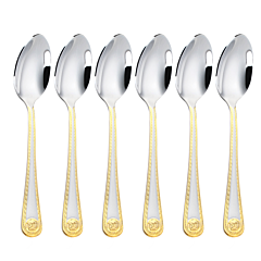 Luxury Mirror Polished&Brushed Dinner Spoon Set of 6 (Gold color)