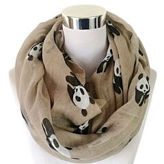 Beige Panda Print Viscose Scarf