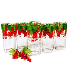 Red Currant Decal Tall Glass Set of 6