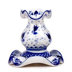 Openwork Small Candle Holder Blue and White Gzhel Porcelain