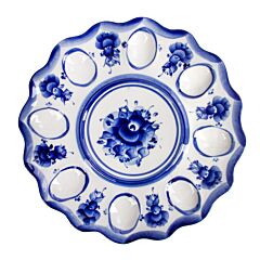 Porcelain Deviled Egg Easter Dish Blue and White 
