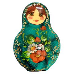 Green Wooden Nesting Doll Brooch