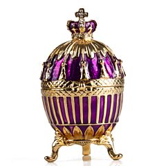 Purple Ribbed Enamel Egg Jewelry Box 
