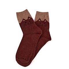 Cat Women's Woolen Socks (brown)
