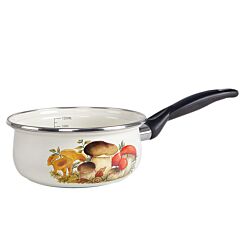 Mushrooms Enamel Saucepan with Liter Scale