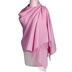 Dusty Pink Classic Wool Scarf with Tassels