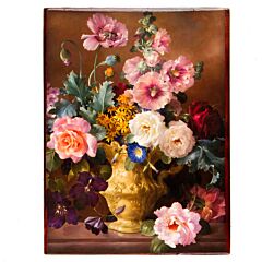 Roses and Peonies Still Life Handmade Lacquer Trinket Box