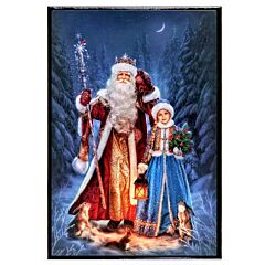 Father Frost and Snow Maiden Wooden Jewelry Trinket Box
