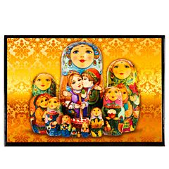 Orange Nesting Dolls Wooden Lacquer Trinket Box