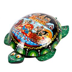 Green Handmade Turtle Jewelry Box Winter Scene
