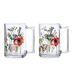 Luminarc Wildflowers Glass Mugs Set of 2