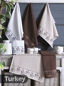 100% Cotton Jacquard Kitchen Towel Set of 6 Coffee Print 