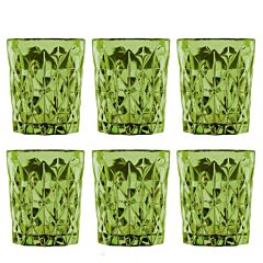 Green Embossed Heavy Bottom Glasses Set of 6