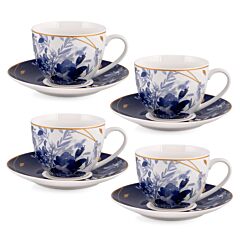Mizuki Porcelain Teacup and Saucer Set of 4