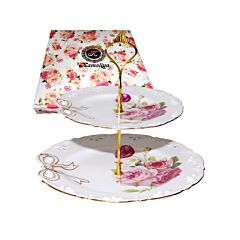 Bow Porcelain 2-Tier Dessert Stand