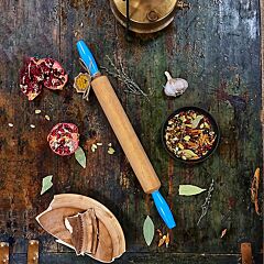 Wooden Rolling Pin with Plastic Handles 19.7 x 1.8 inches 