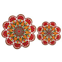 Autumn Tulips Large Ceramic Trivets Set of 2 