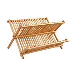 Bamboo Foldable 2-Tier Dish Drying Rack