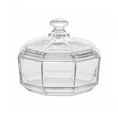 Octagon Shaped Glass Sugar Bowl