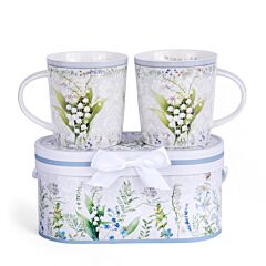 Lily of the Valley New Bone China Mug Set of 2 in Gift Box