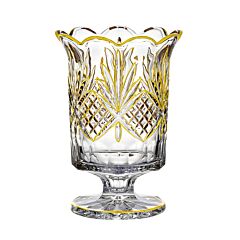 Crystal Rocks High Quality Footed Glass Vase with Gold