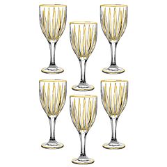 Crystal Facets High Quality Wine Glass Set of 6 in Gold