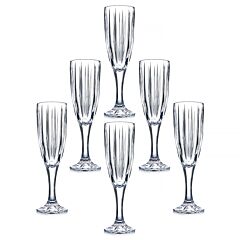 High Quality Glass Faceted Champagne Flutes Set of 6