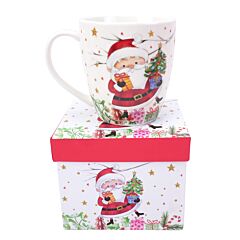 Santa with Gifts Porcelain Mug in Gift Box