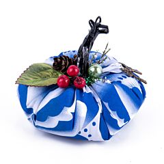 Blue and White Textile Decor Pumpkin