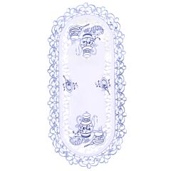 Delft Teatime Blue and White Embroidered Table Runner