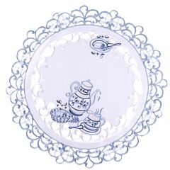 Delft Teatime Blue and White Embroidered Doily