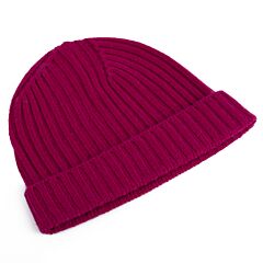 Classic Merino Wool & Cashmere Ribbed Hat - DEEP PLUM