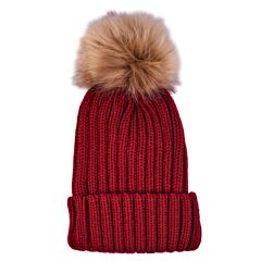Burgundy Hat with Pompom