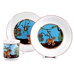 Jungle Kid's Bohemian Porcelain Dinnerware Set of 3