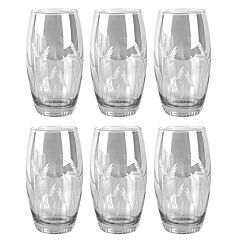 Diva Smoked Hand-Etched High Glasses Set of 6