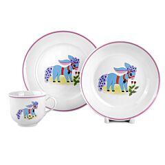 Donkey Kid's Bohemian Porcelain Dinnerware Set of 3