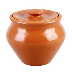 Traditional Natural Clay Stoneware Baking Pot with Lid (19 fl oz)