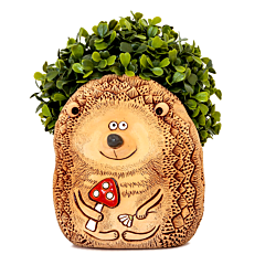 Hedgehog with Mushroom Handmade Ceramic Terracotta Decorative Cachepot