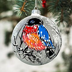 Frosted Forest and Nestling Hand-Painted 360° Glass Christmas Ornament | Gift-Boxed