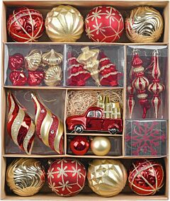 60 pcs Gold and Blue Christmas Tree Shatterproof Ornament Set