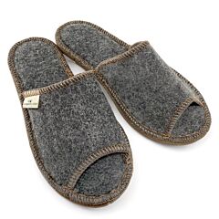 Optima Open Toe Women's Wool Slippers. Felt (gray)