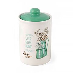 Teal Cottagecore Ceramic Kitchen Canister