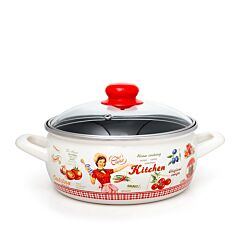 Retro Kitchen Enamel Casserole with Glass Lid