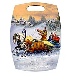 Horses in the Snow Wooden Cutting and Serving Board