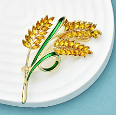 Wheat Brooch with Rhinestones