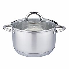 Stainless Steel Stock Pot with Glass Lid and Measuring Scale