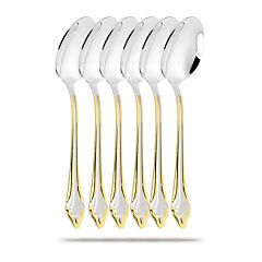 Stainless Steel Tablespoon Luxury Mirror Golden Polished and Brushed Set of 6